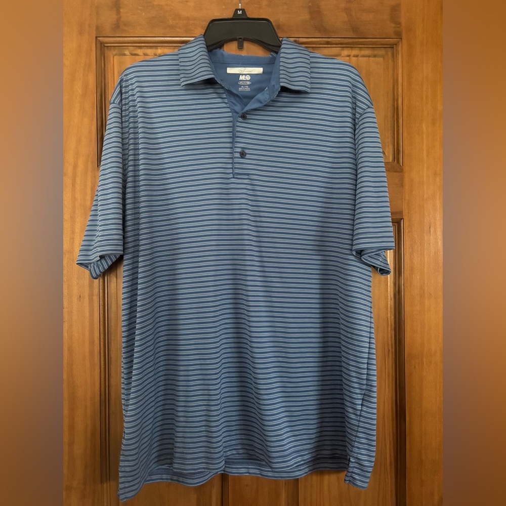 Greg Norman Collection ML75 Play Dry Blue Striped Polo